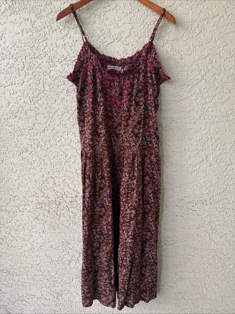 NATURAL LIFE Burgundy Floral Spaghetti Strap Maxi Dress